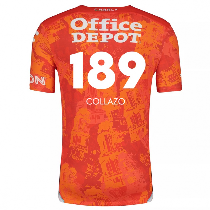 Kinder Fußball David Collazo #189 Orange Weiß Auswärtstrikot Trikot 2024/25 T-Shirt Luxemburg