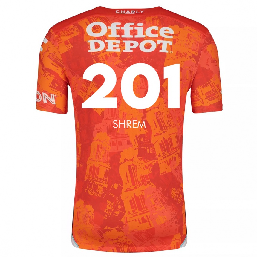 Kinder Fußball David Shrem #201 Orange Weiß Auswärtstrikot Trikot 2024/25 T-Shirt Luxemburg