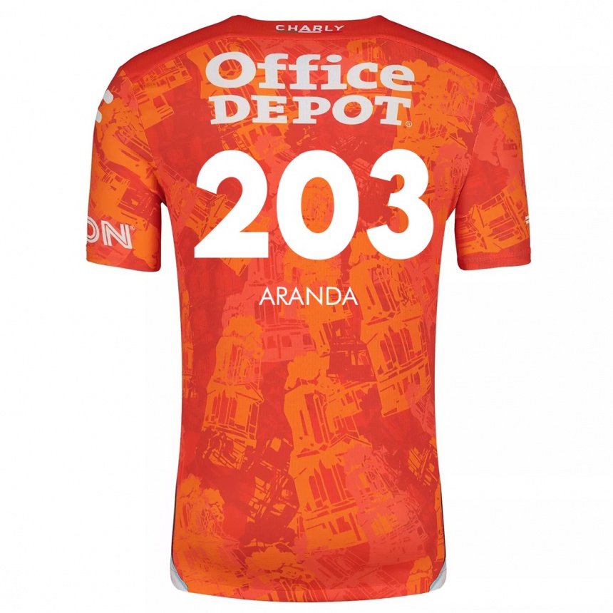 Kinder Fußball Juan Aranda #203 Orange Weiß Auswärtstrikot Trikot 2024/25 T-Shirt Luxemburg