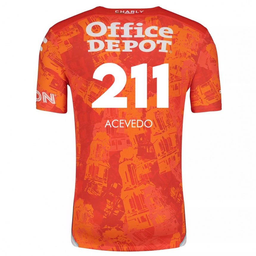 Kinder Fußball Gerardo Acevedo #211 Orange Weiß Auswärtstrikot Trikot 2024/25 T-Shirt Luxemburg