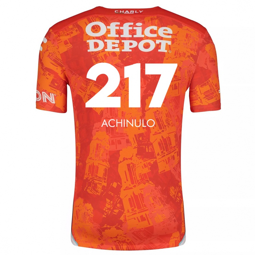 Kinder Fußball Princewill Achinulo #217 Orange Weiß Auswärtstrikot Trikot 2024/25 T-Shirt Luxemburg