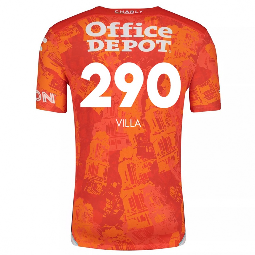 Kinder Fußball Adrián Villa #290 Orange Weiß Auswärtstrikot Trikot 2024/25 T-Shirt Luxemburg