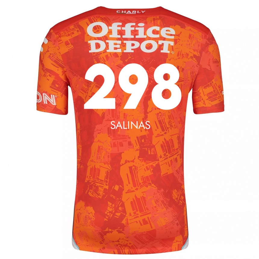 Kinder Fußball Jesús Salinas #298 Orange Weiß Auswärtstrikot Trikot 2024/25 T-Shirt Luxemburg