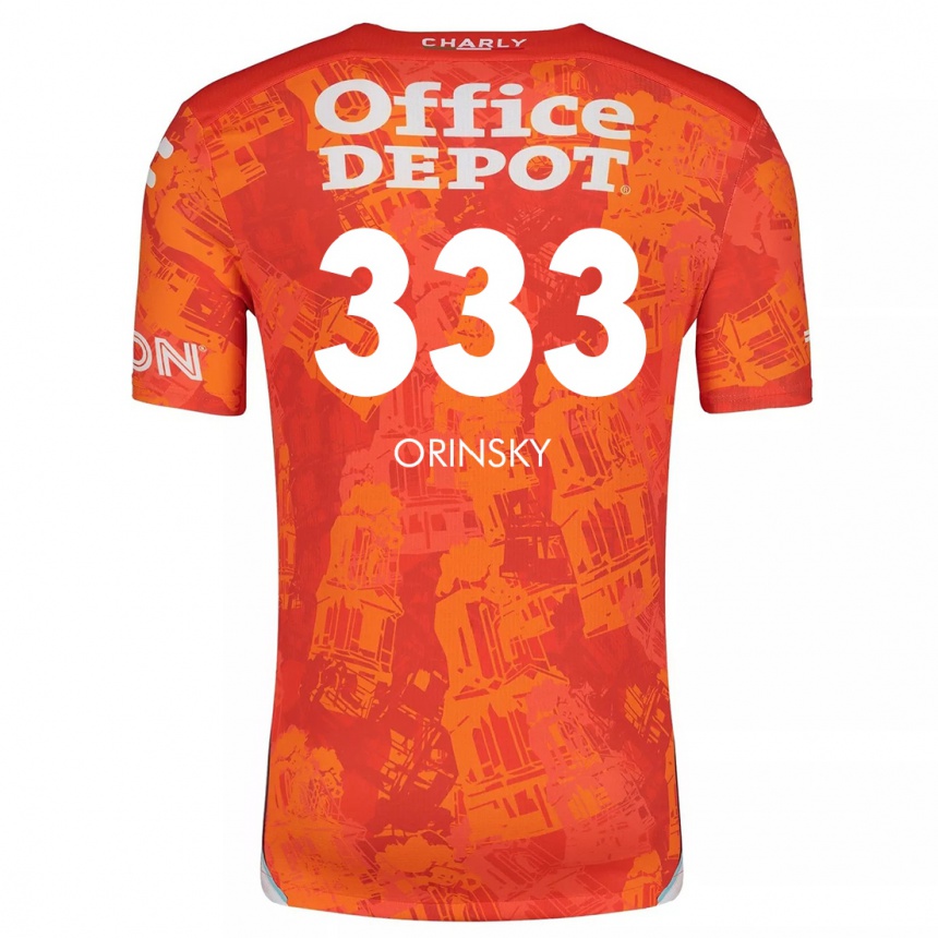 Kinder Fußball Edson Orinsky #333 Orange Weiß Auswärtstrikot Trikot 2024/25 T-Shirt Luxemburg