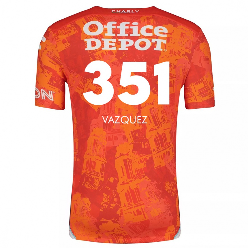 Kinder Fußball Maximo Vázquez #351 Orange Weiß Auswärtstrikot Trikot 2024/25 T-Shirt Luxemburg