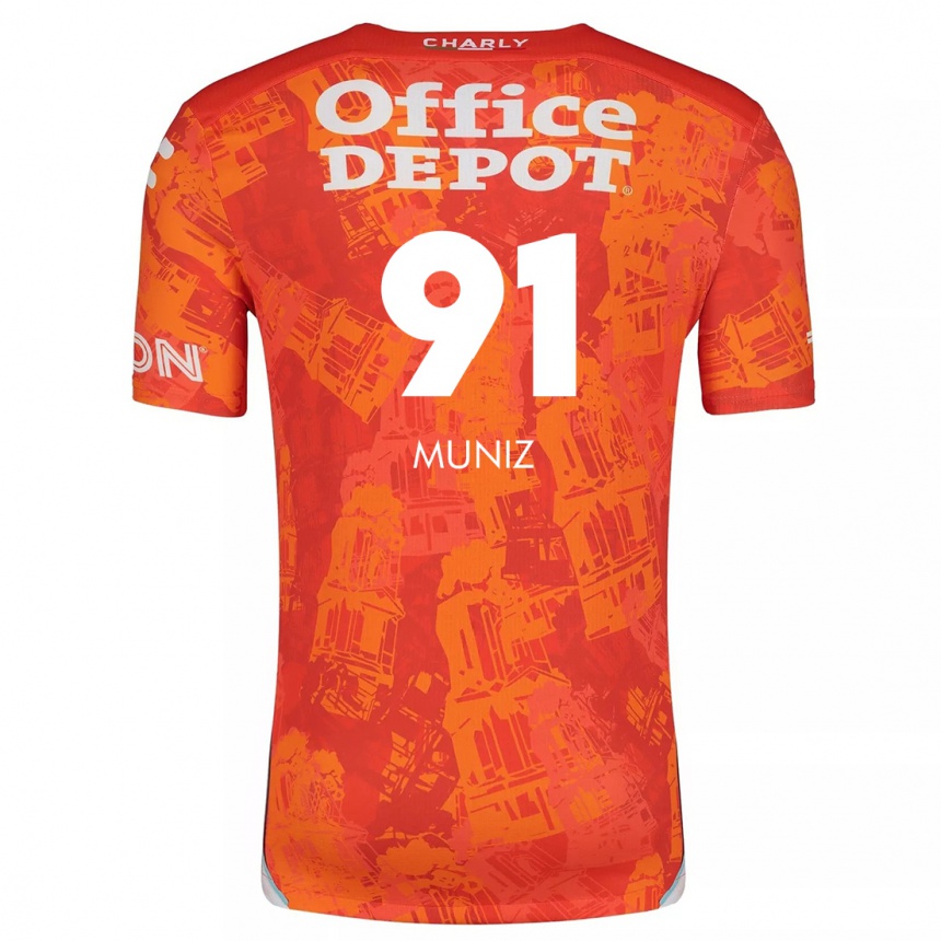 Kinder Fußball Brandon Muñiz #91 Orange Weiß Auswärtstrikot Trikot 2024/25 T-Shirt Luxemburg