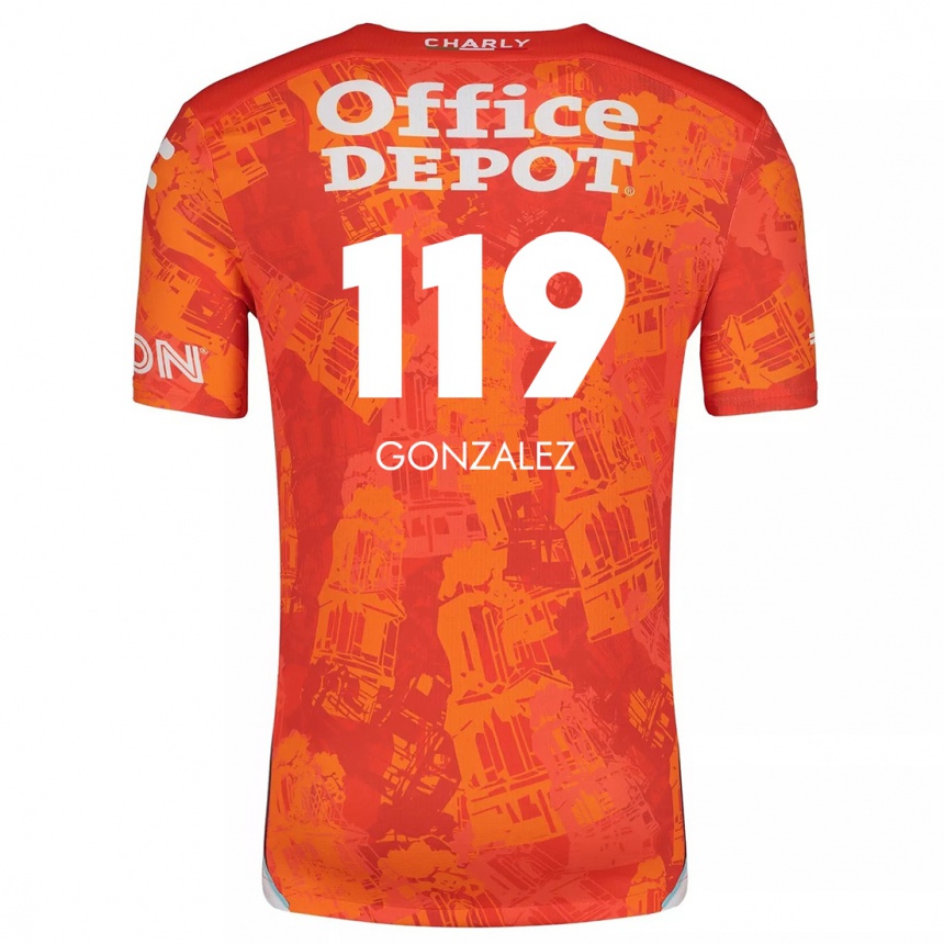 Kinder Fußball Juan González #119 Orange Weiß Auswärtstrikot Trikot 2024/25 T-Shirt Luxemburg