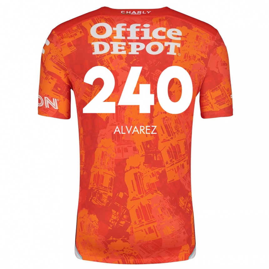 Kinder Fußball Gael Álvarez #240 Orange Weiß Auswärtstrikot Trikot 2024/25 T-Shirt Luxemburg