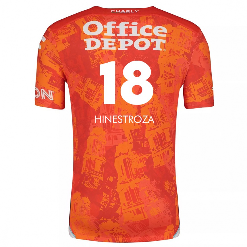 Kinder Fußball Marino Hinestroza #18 Orange Weiß Auswärtstrikot Trikot 2024/25 T-Shirt Luxemburg