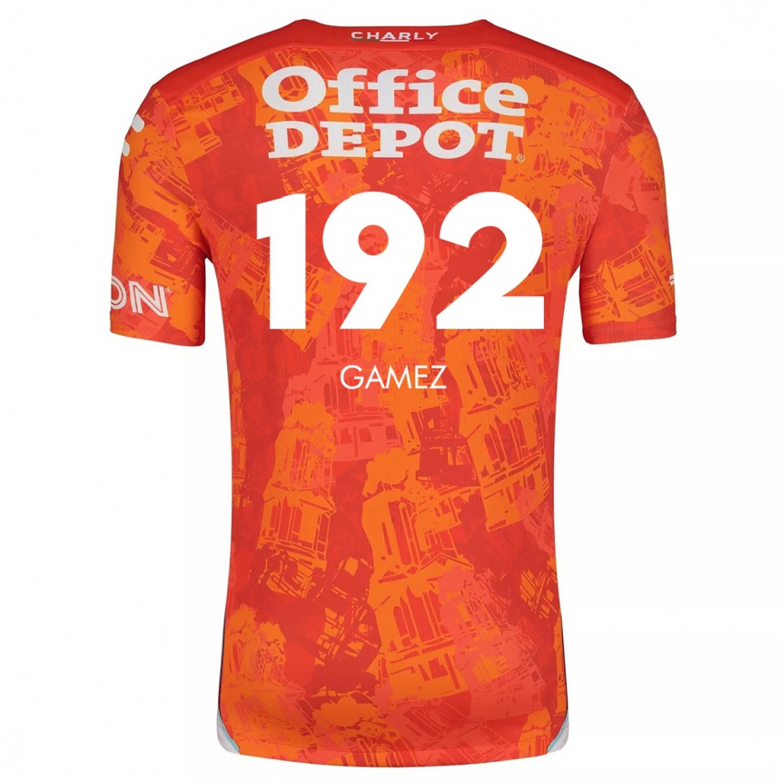 Kinder Fußball Jonathan Gámez #192 Orange Weiß Auswärtstrikot Trikot 2024/25 T-Shirt Luxemburg