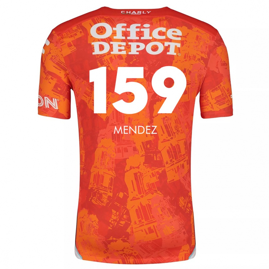 Kinder Fußball Daniel Méndez #159 Orange Weiß Auswärtstrikot Trikot 2024/25 T-Shirt Luxemburg