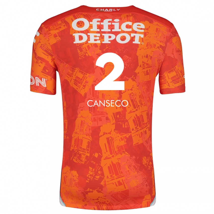 Kinder Fußball Fernanda Canseco #2 Orange Weiß Auswärtstrikot Trikot 2024/25 T-Shirt Luxemburg