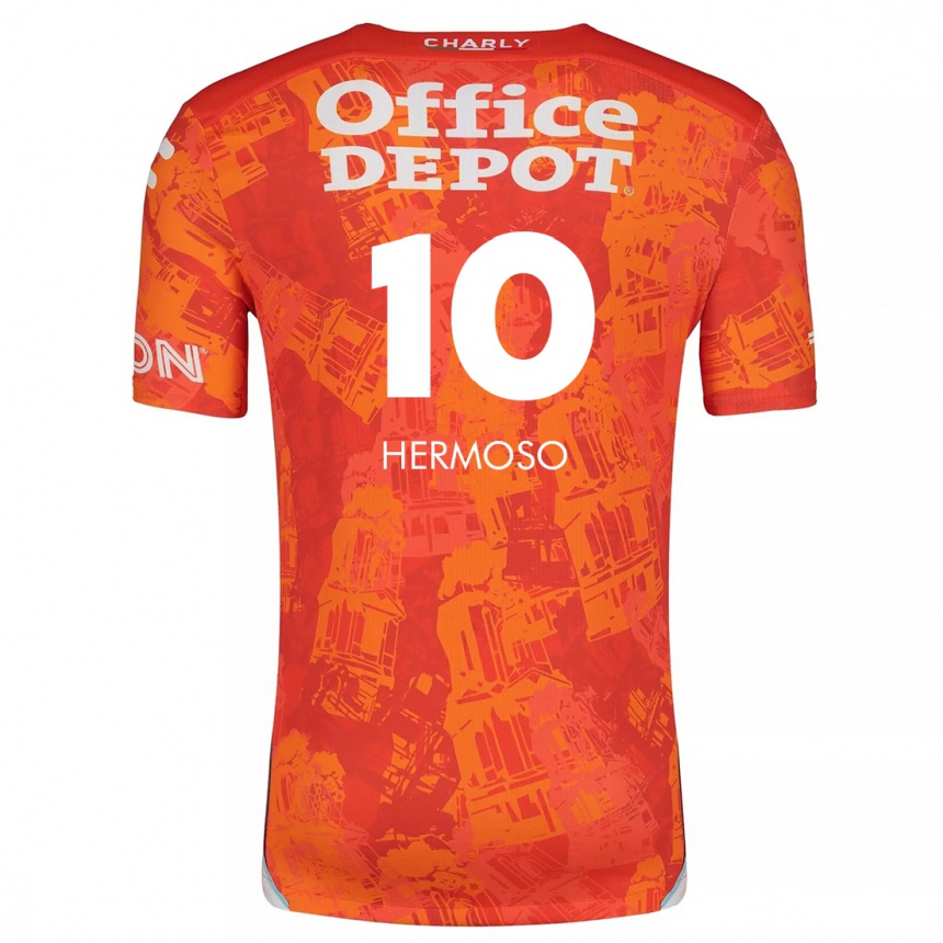 Kinder Fußball Jennifer Hermoso #10 Orange Weiß Auswärtstrikot Trikot 2024/25 T-Shirt Luxemburg