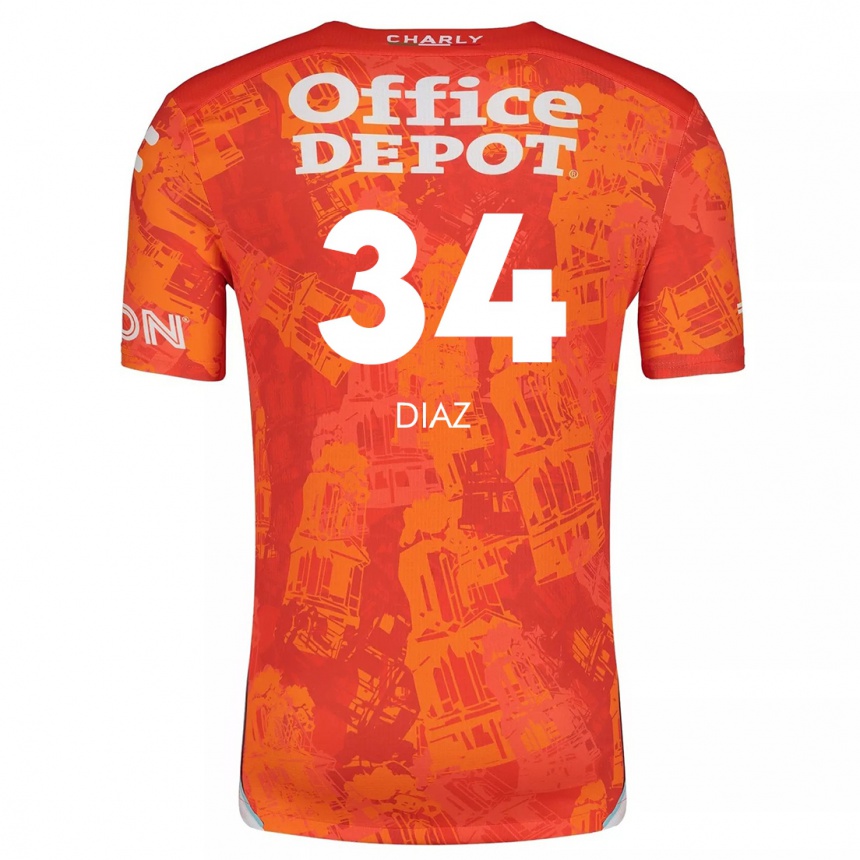 Kinder Fußball Karen Díaz #34 Orange Weiß Auswärtstrikot Trikot 2024/25 T-Shirt Luxemburg