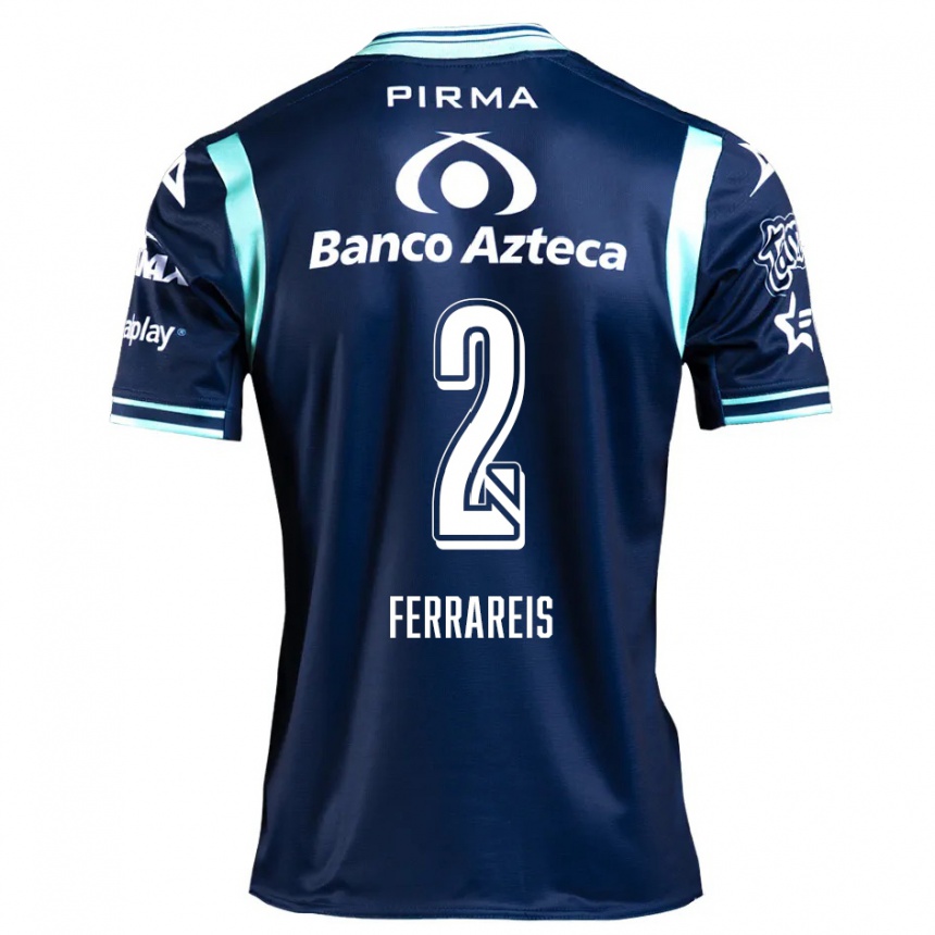 Kinder Fußball Gustavo Ferrareis #2 Navy Blau Auswärtstrikot Trikot 2024/25 T-Shirt Luxemburg