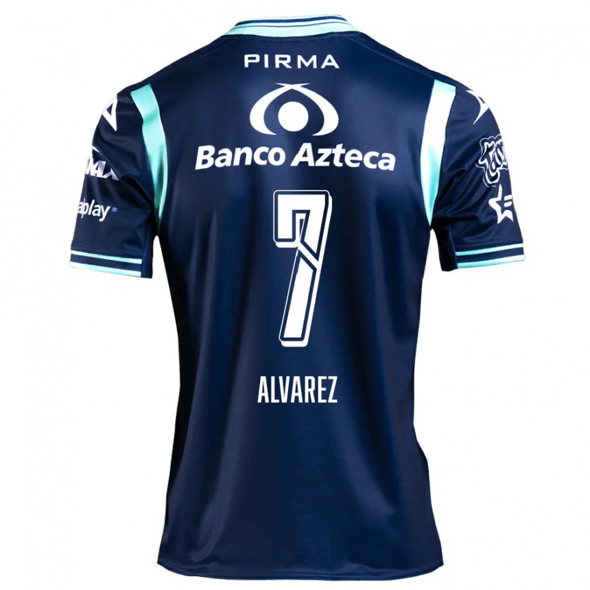 Kinder Fußball Daniel Álvarez #7 Navy Blau Auswärtstrikot Trikot 2024/25 T-Shirt Luxemburg