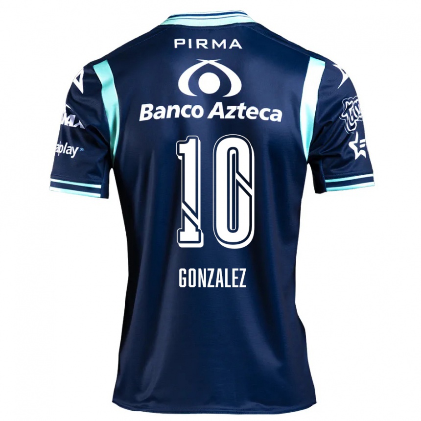 Kinder Fußball Jair González #10 Navy Blau Auswärtstrikot Trikot 2024/25 T-Shirt Luxemburg