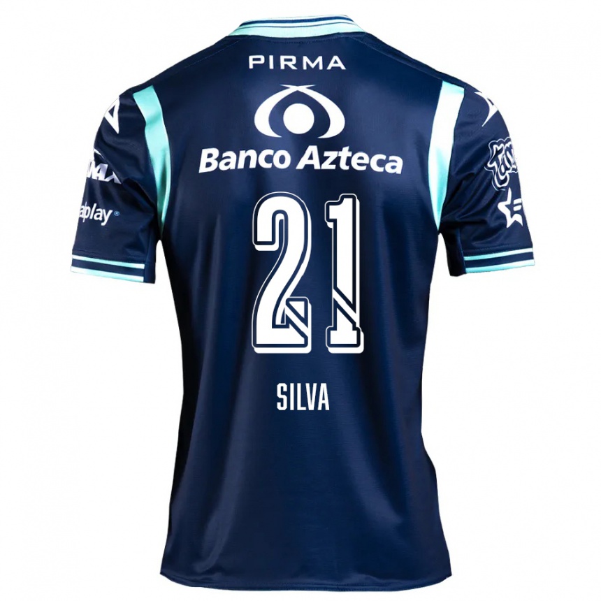 Kinder Fußball Gastón Silva #21 Navy Blau Auswärtstrikot Trikot 2024/25 T-Shirt Luxemburg