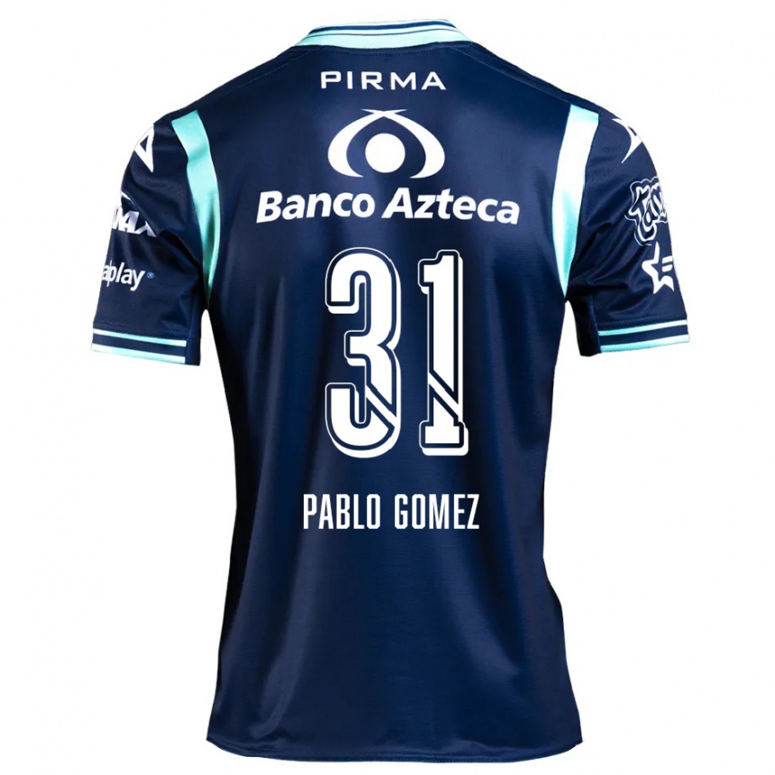 Kinder Fußball Juan Pablo Gómez #31 Navy Blau Auswärtstrikot Trikot 2024/25 T-Shirt Luxemburg