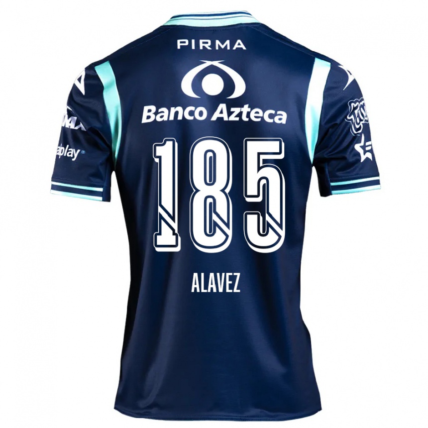 Kinder Fußball Brian Alavez #185 Navy Blau Auswärtstrikot Trikot 2024/25 T-Shirt Luxemburg