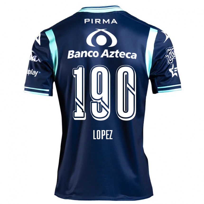 Kinder Fußball Josué López #190 Navy Blau Auswärtstrikot Trikot 2024/25 T-Shirt Luxemburg