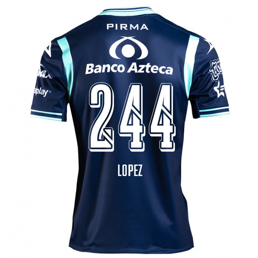 Kinder Fußball Daniel López #244 Navy Blau Auswärtstrikot Trikot 2024/25 T-Shirt Luxemburg