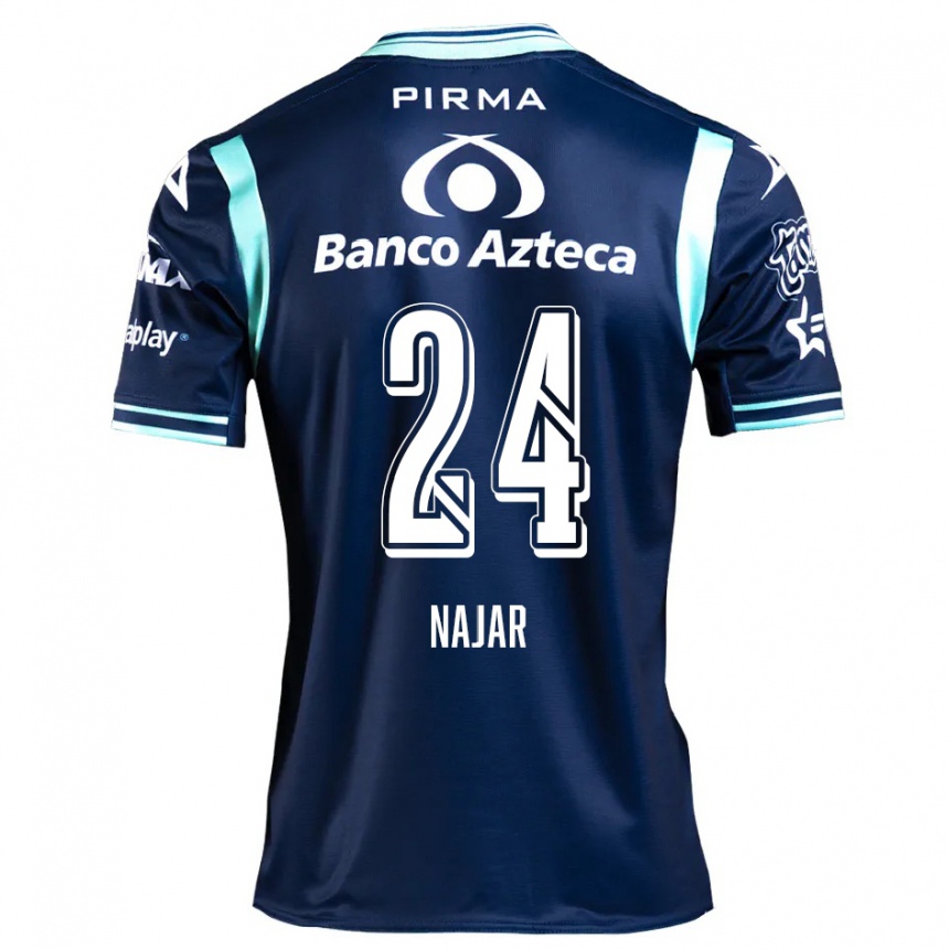 Kinder Fußball Ivonne Najar #24 Navy Blau Auswärtstrikot Trikot 2024/25 T-Shirt Luxemburg