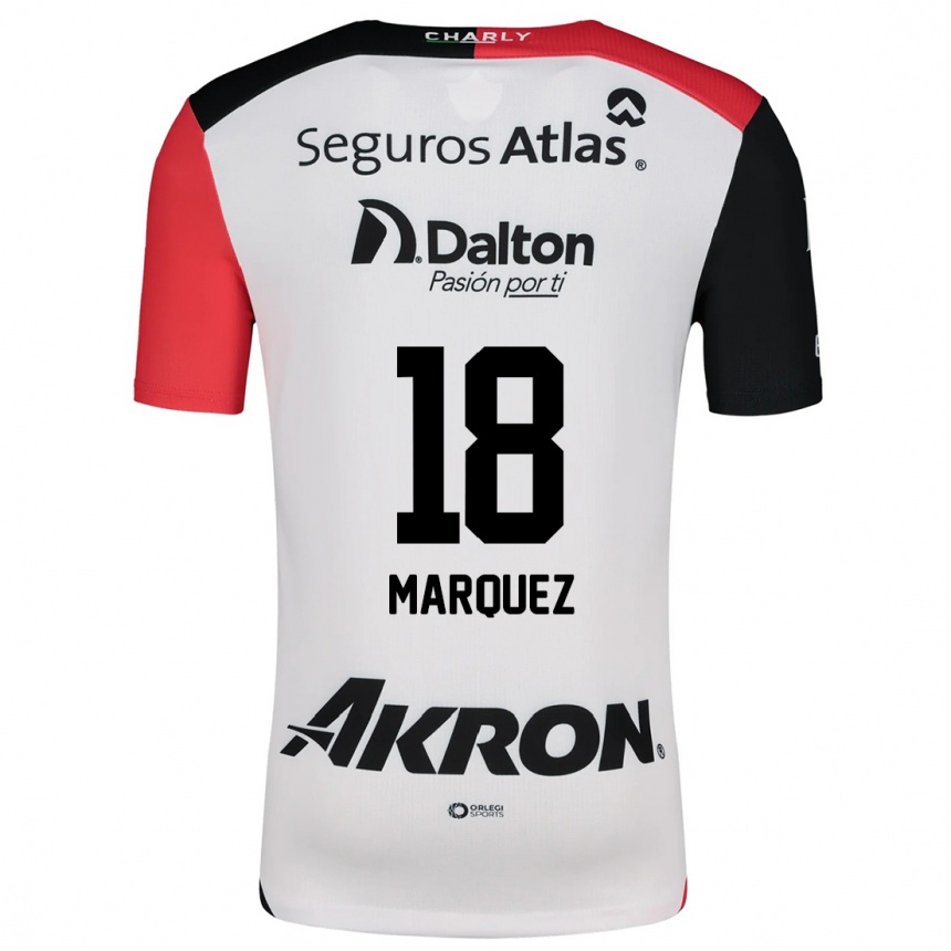 Kinder Fußball Jeremy Márquez #18 Weiß Rot Schwarz Auswärtstrikot Trikot 2024/25 T-Shirt Luxemburg