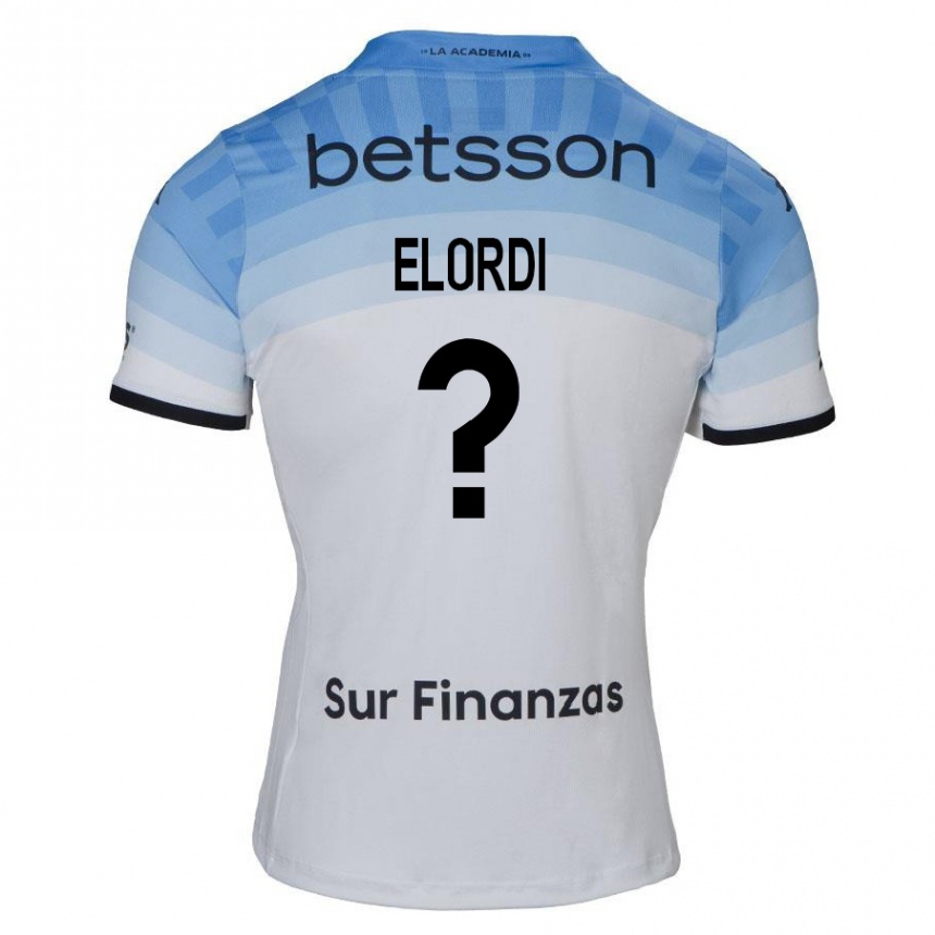 Kinder Fußball Juan Elordi #0 Weiß Blau Schwarz Auswärtstrikot Trikot 2024/25 T-Shirt Luxemburg