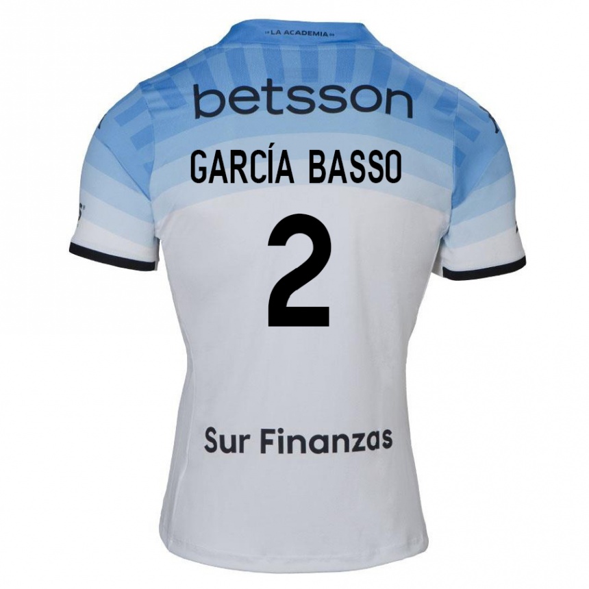 Kinder Fußball Agustín García Basso #2 Weiß Blau Schwarz Auswärtstrikot Trikot 2024/25 T-Shirt Luxemburg