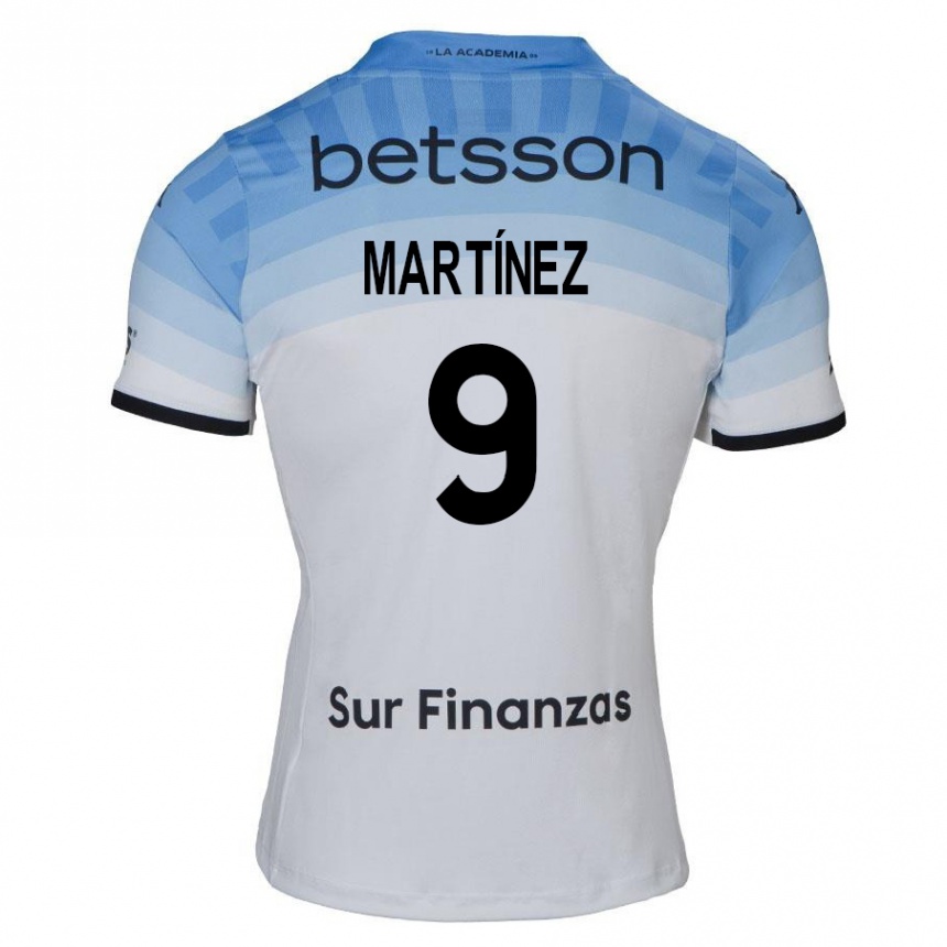 Kinder Fußball Adrián Martínez #9 Weiß Blau Schwarz Auswärtstrikot Trikot 2024/25 T-Shirt Luxemburg