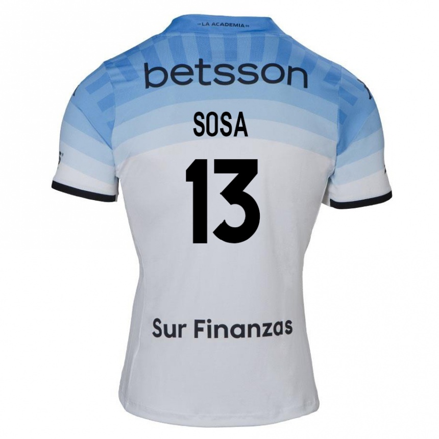 Kinder Fußball Santiago Sosa #13 Weiß Blau Schwarz Auswärtstrikot Trikot 2024/25 T-Shirt Luxemburg