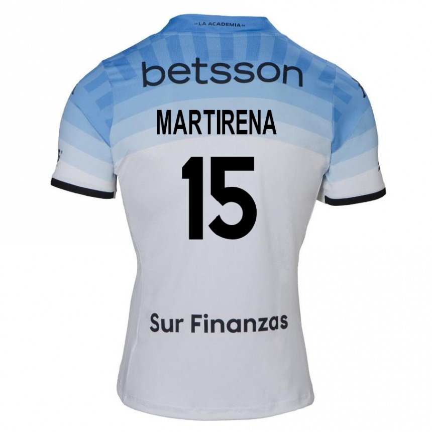 Kinder Fußball Gastón Martirena #15 Weiß Blau Schwarz Auswärtstrikot Trikot 2024/25 T-Shirt Luxemburg