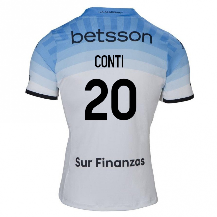 Kinder Fußball Germán Conti #20 Weiß Blau Schwarz Auswärtstrikot Trikot 2024/25 T-Shirt Luxemburg