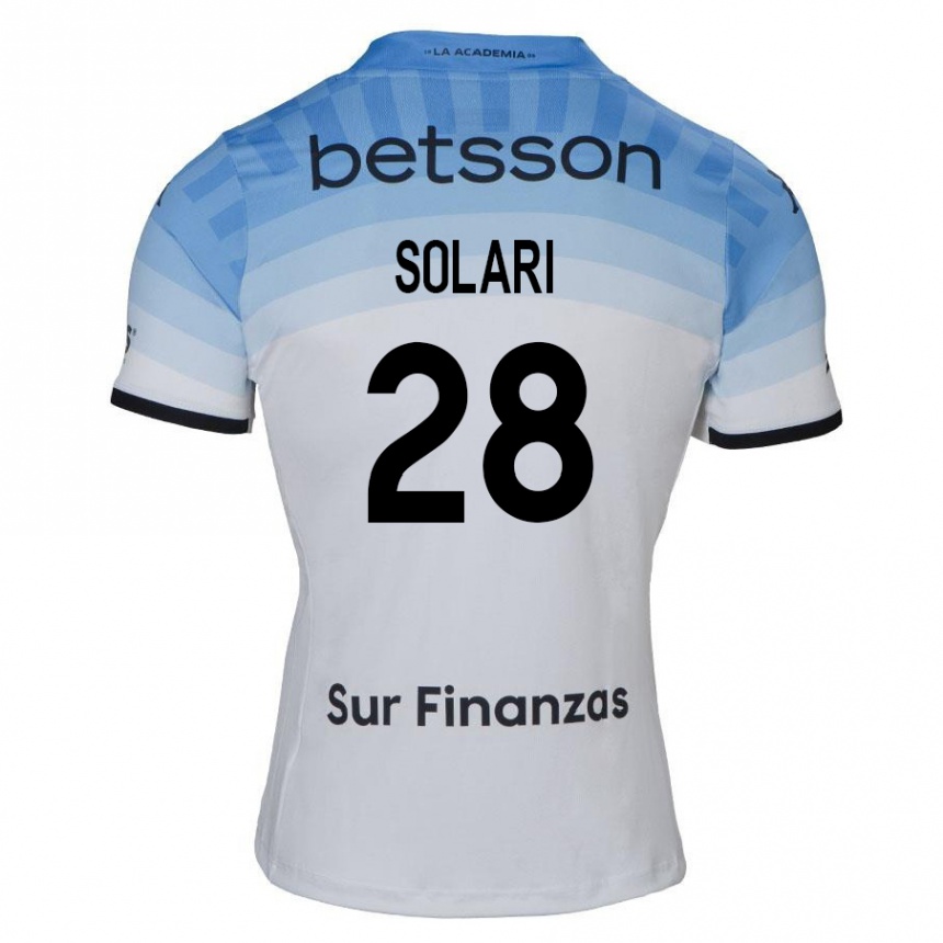 Kinder Fußball Santiago Solari #28 Weiß Blau Schwarz Auswärtstrikot Trikot 2024/25 T-Shirt Luxemburg