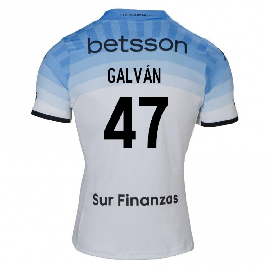 Kinder Fußball Ignacio Galván #47 Weiß Blau Schwarz Auswärtstrikot Trikot 2024/25 T-Shirt Luxemburg