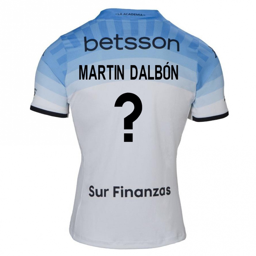 Kinder Fußball Juan Martin Dalbón #0 Weiß Blau Schwarz Auswärtstrikot Trikot 2024/25 T-Shirt Luxemburg