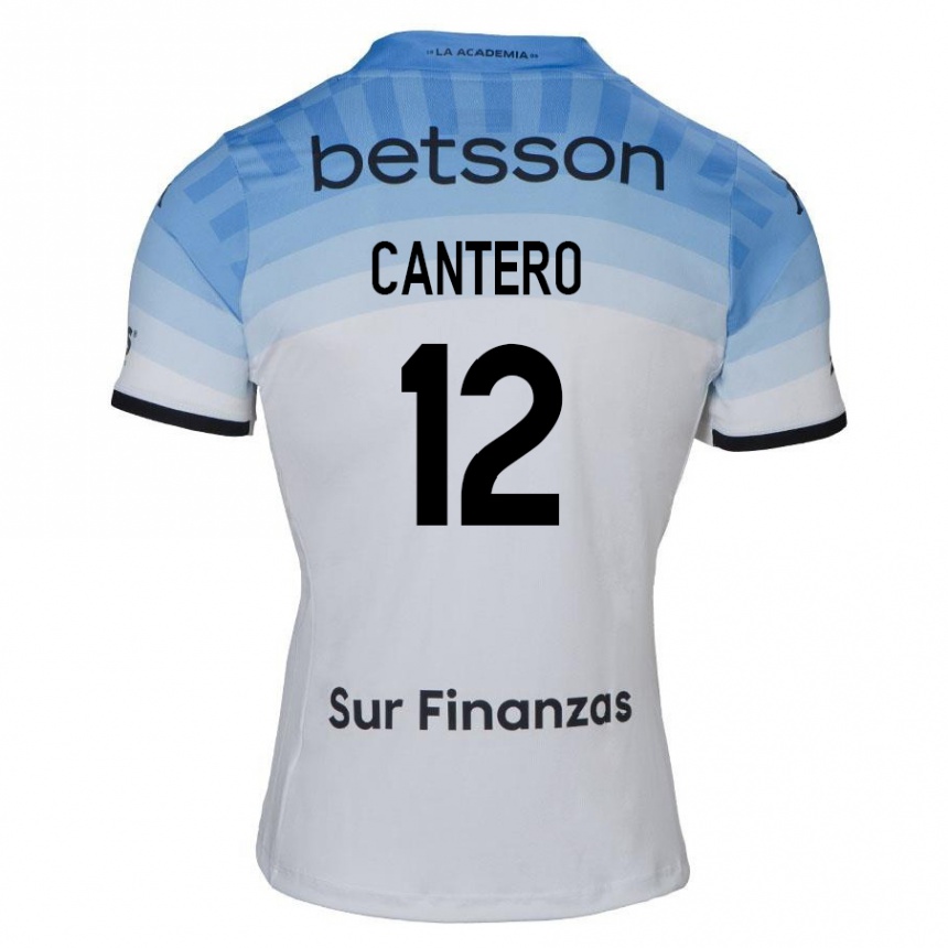 Kinder Fußball Milton Cantero #12 Weiß Blau Schwarz Auswärtstrikot Trikot 2024/25 T-Shirt Luxemburg