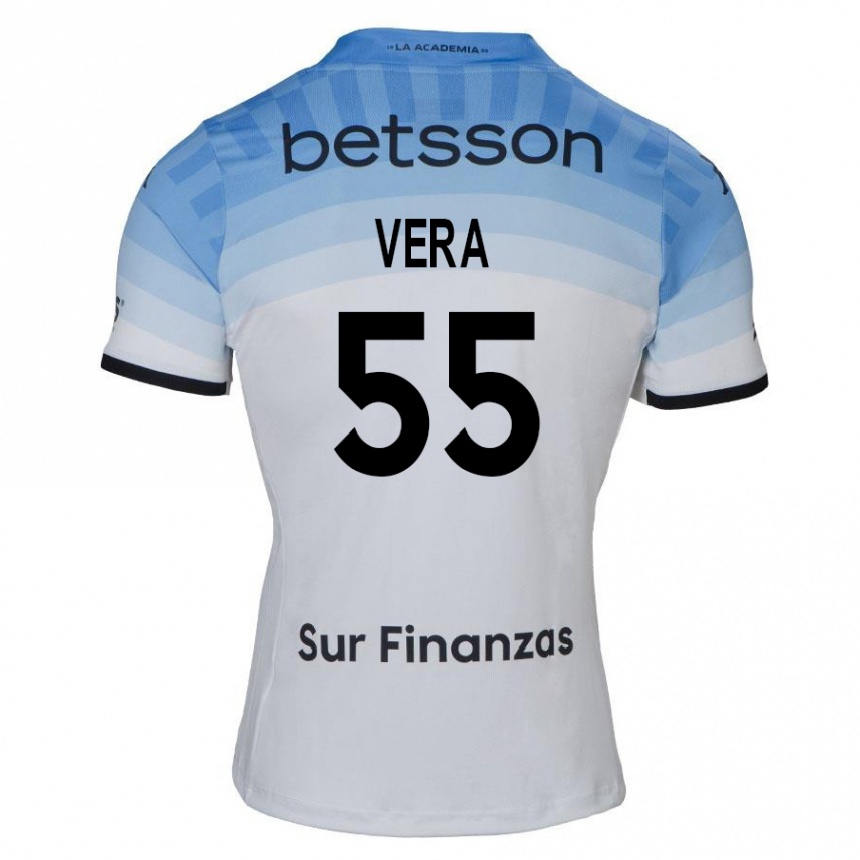 Kinder Fußball Santino Vera #55 Weiß Blau Schwarz Auswärtstrikot Trikot 2024/25 T-Shirt Luxemburg