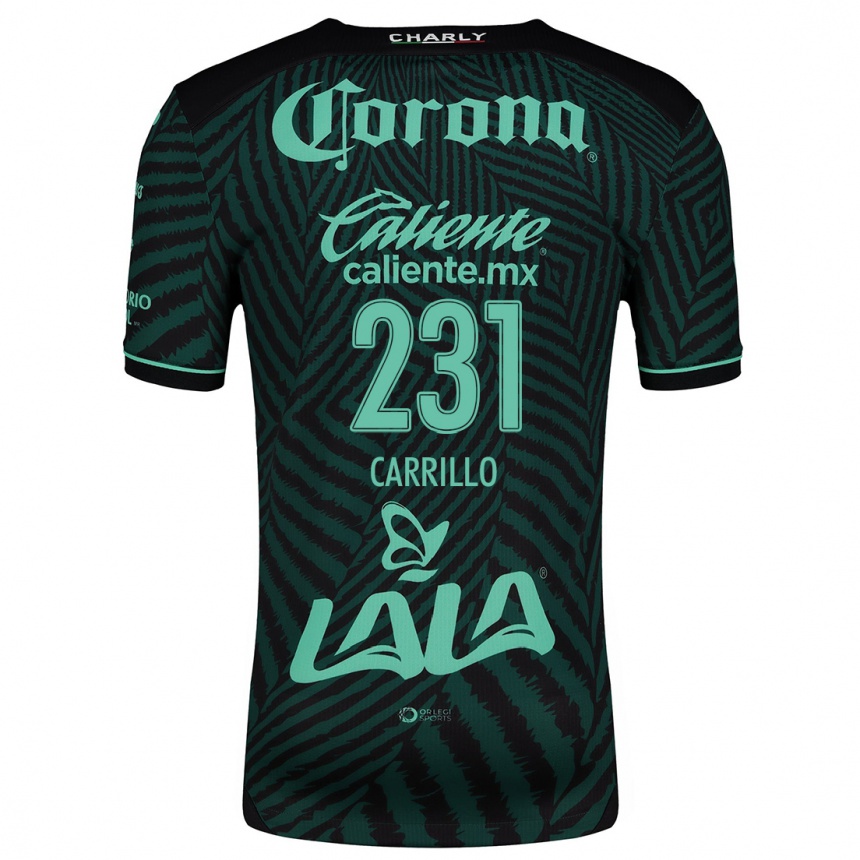 Kinder Fußball Ángel Carrillo #231 Schwarz Grün Auswärtstrikot Trikot 2024/25 T-Shirt Luxemburg