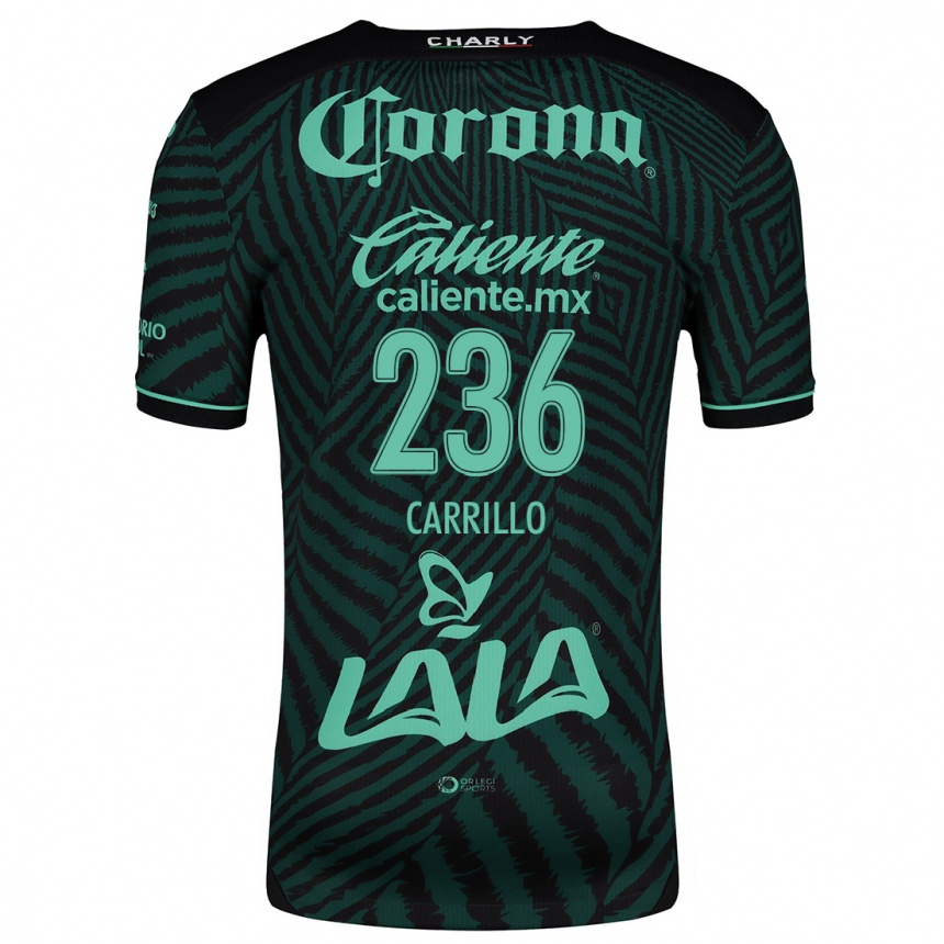 Kinder Fußball Fernando Carrillo #236 Schwarz Grün Auswärtstrikot Trikot 2024/25 T-Shirt Luxemburg