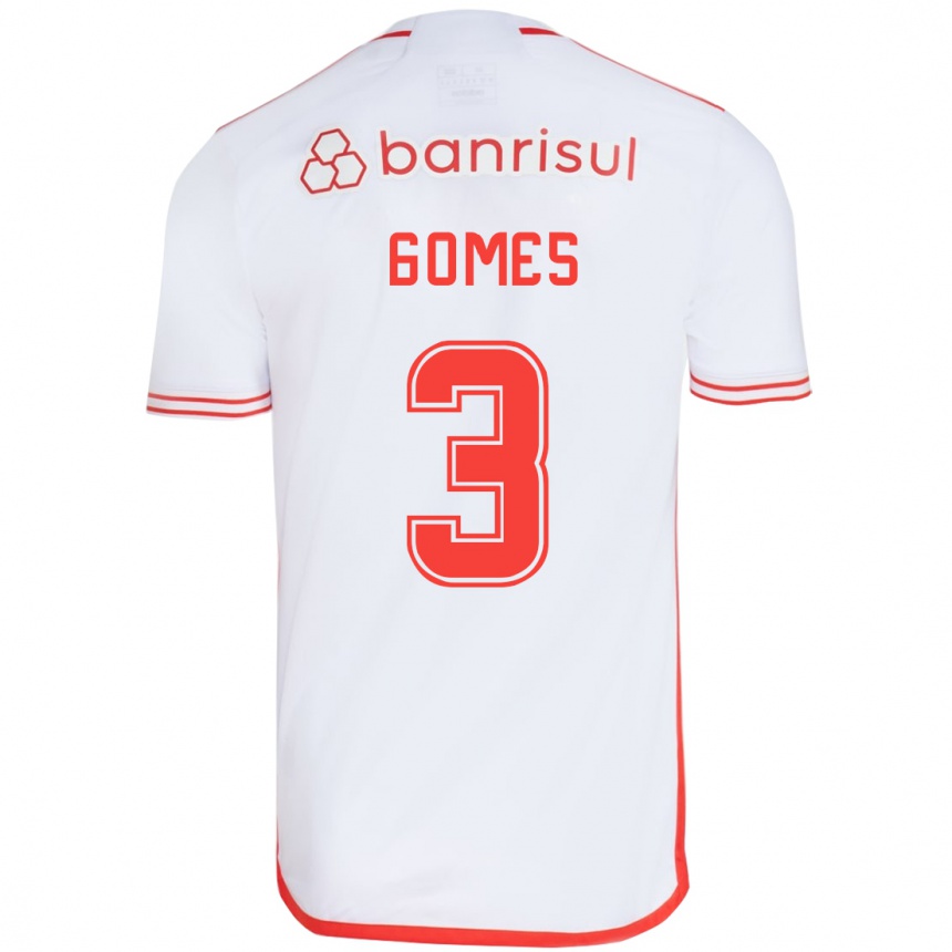 Kinder Fußball Igor Gomes #3 Weiß Rot Auswärtstrikot Trikot 2024/25 T-Shirt Luxemburg