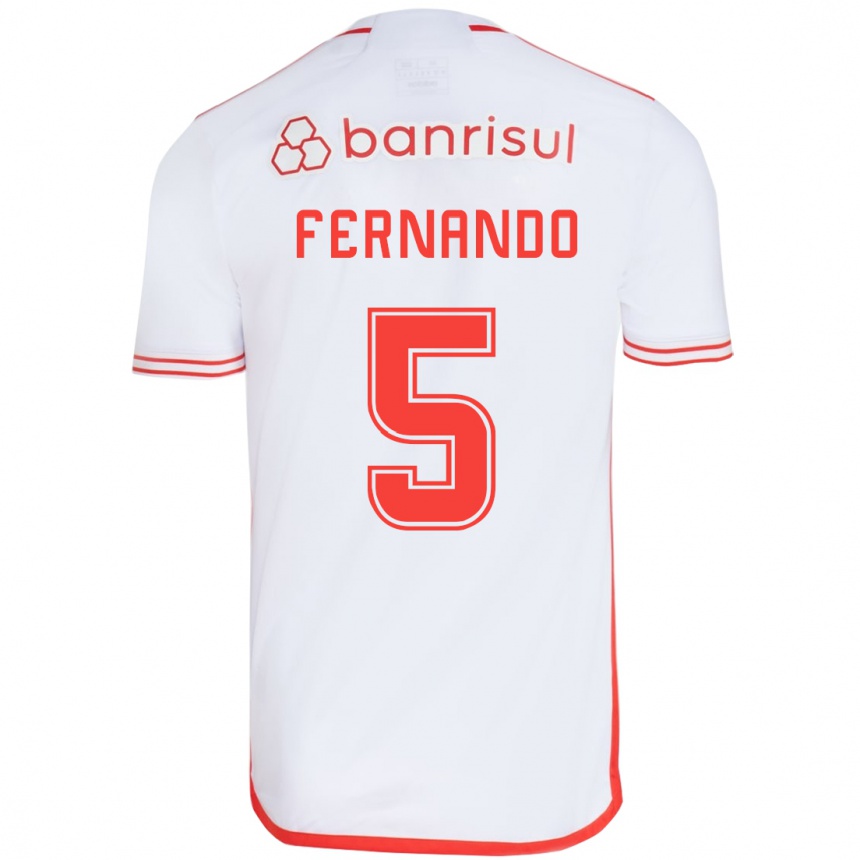 Kinder Fußball Fernando #5 Weiß Rot Auswärtstrikot Trikot 2024/25 T-Shirt Luxemburg