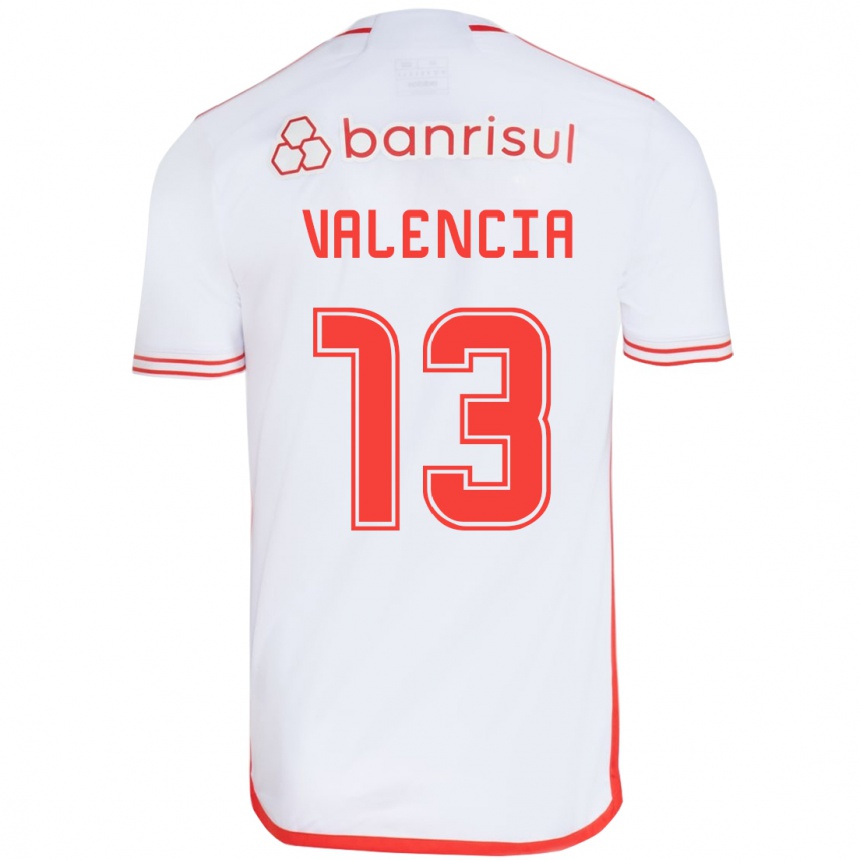 Kinder Fußball Enner Valencia #13 Weiß Rot Auswärtstrikot Trikot 2024/25 T-Shirt Luxemburg