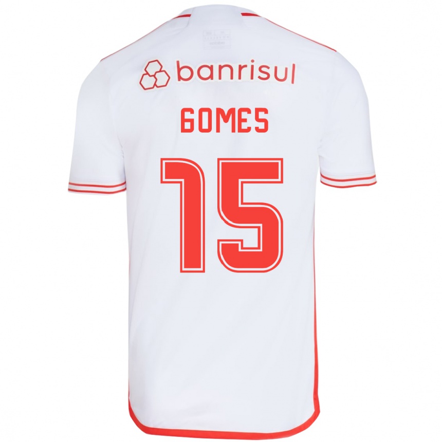 Kinder Fußball Bruno Gomes #15 Weiß Rot Auswärtstrikot Trikot 2024/25 T-Shirt Luxemburg