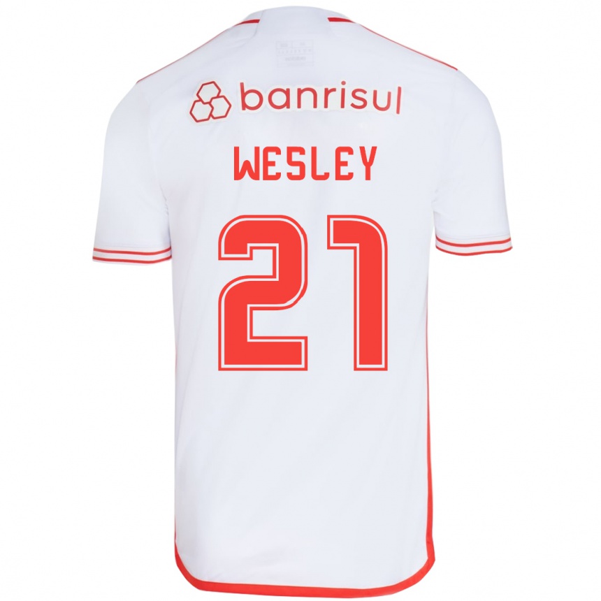 Kinder Fußball Wesley #21 Weiß Rot Auswärtstrikot Trikot 2024/25 T-Shirt Luxemburg