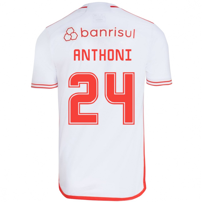 Kinder Fußball Anthoni #24 Weiß Rot Auswärtstrikot Trikot 2024/25 T-Shirt Luxemburg