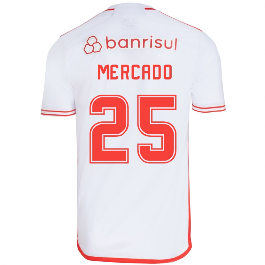 Kinder Fußball Gabriel Mercado #25 Weiß Rot Auswärtstrikot Trikot 2024/25 T-Shirt Luxemburg