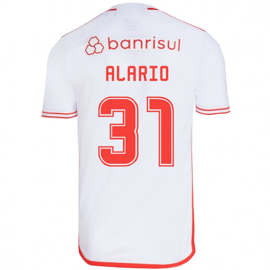 Kinder Fußball Lucas Alario #31 Weiß Rot Auswärtstrikot Trikot 2024/25 T-Shirt Luxemburg