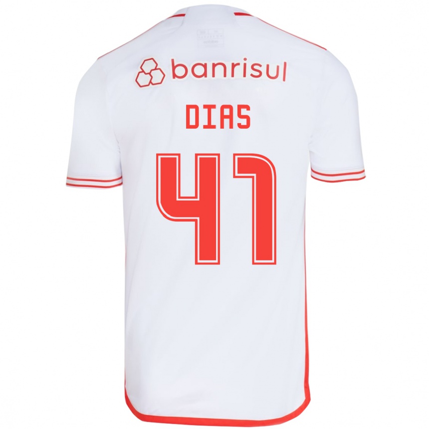 Kinder Fußball Matheus Dias #41 Weiß Rot Auswärtstrikot Trikot 2024/25 T-Shirt Luxemburg